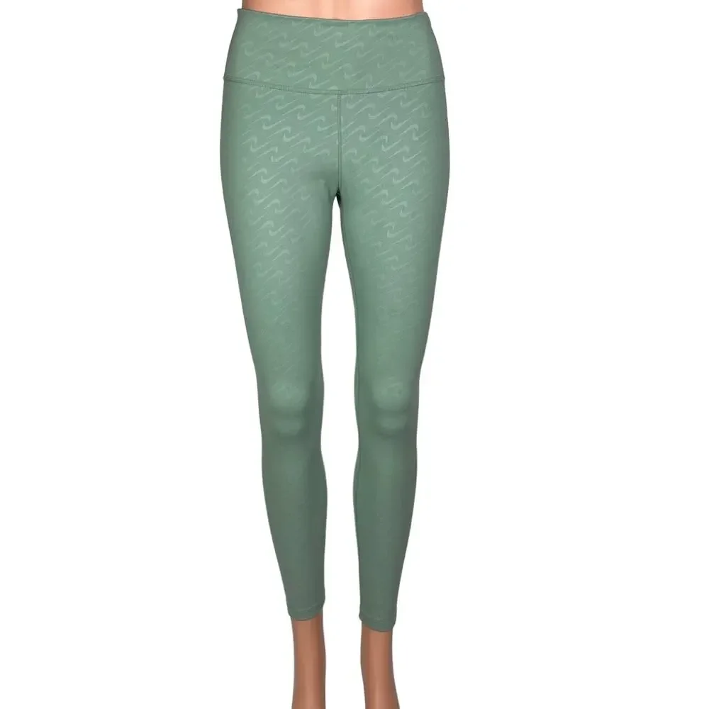 Nike Dri-Fit Check Logo Icon Mint Sage Green Pull-On Athletic Leggings Size S